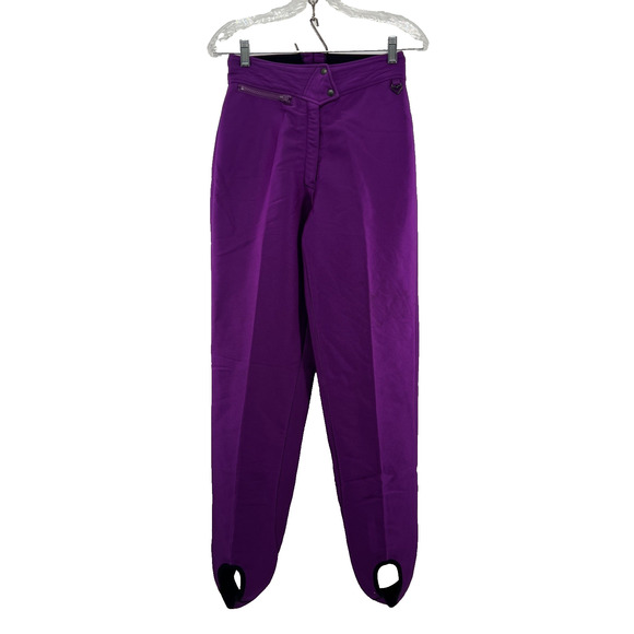 Vintage‎ Obermeyer Ski Pants Women 6* Purple Shiny Iridescent Stirrups Snow 90s - Picture 1 of 13